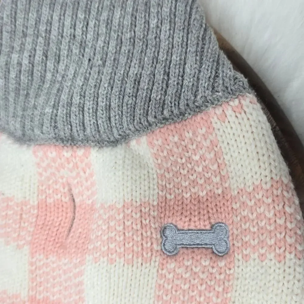 Frisco Pink Buffalo Pladi Pink White Gray Dog Sweater L